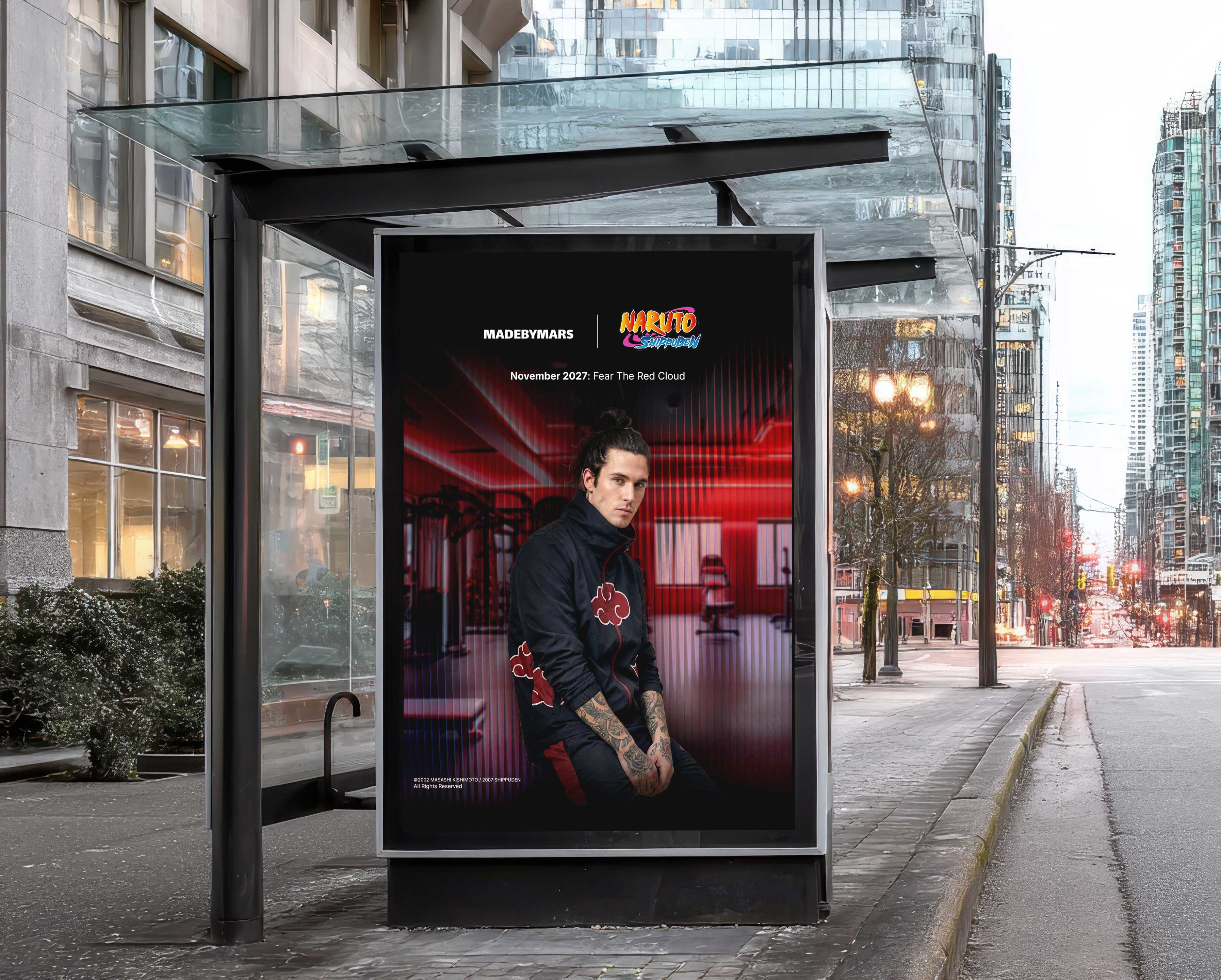 Akatsuki bus stop out-of-home advertising mockup
