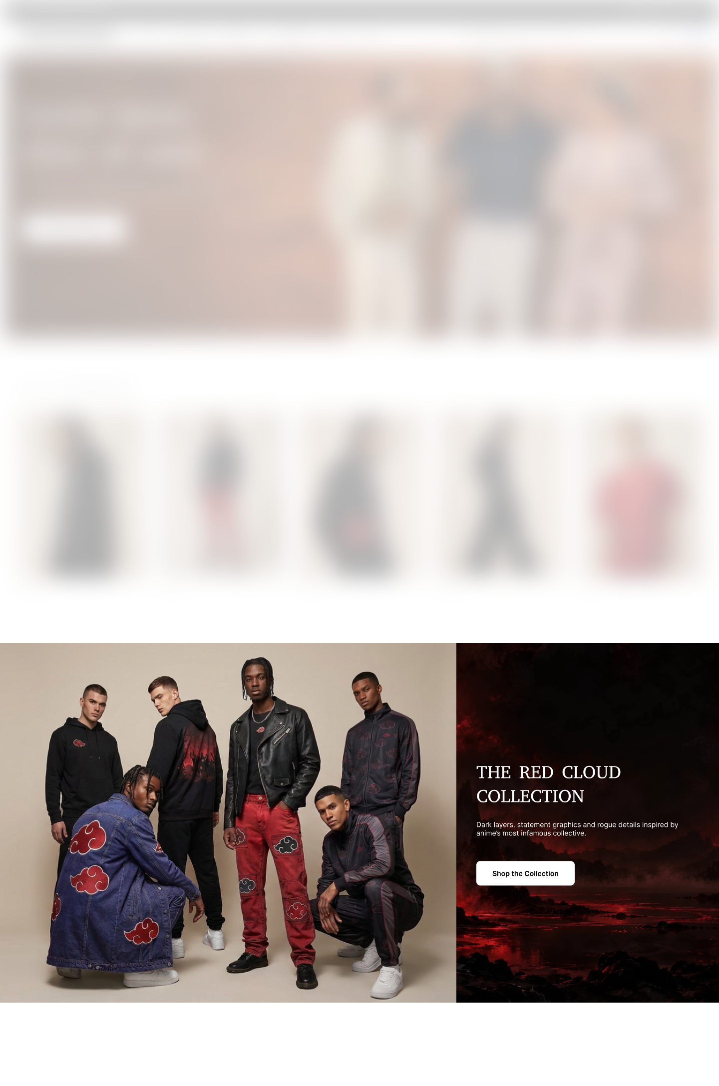 Akatsuki × menswear evergreen collection banner — desktop and mobile layouts