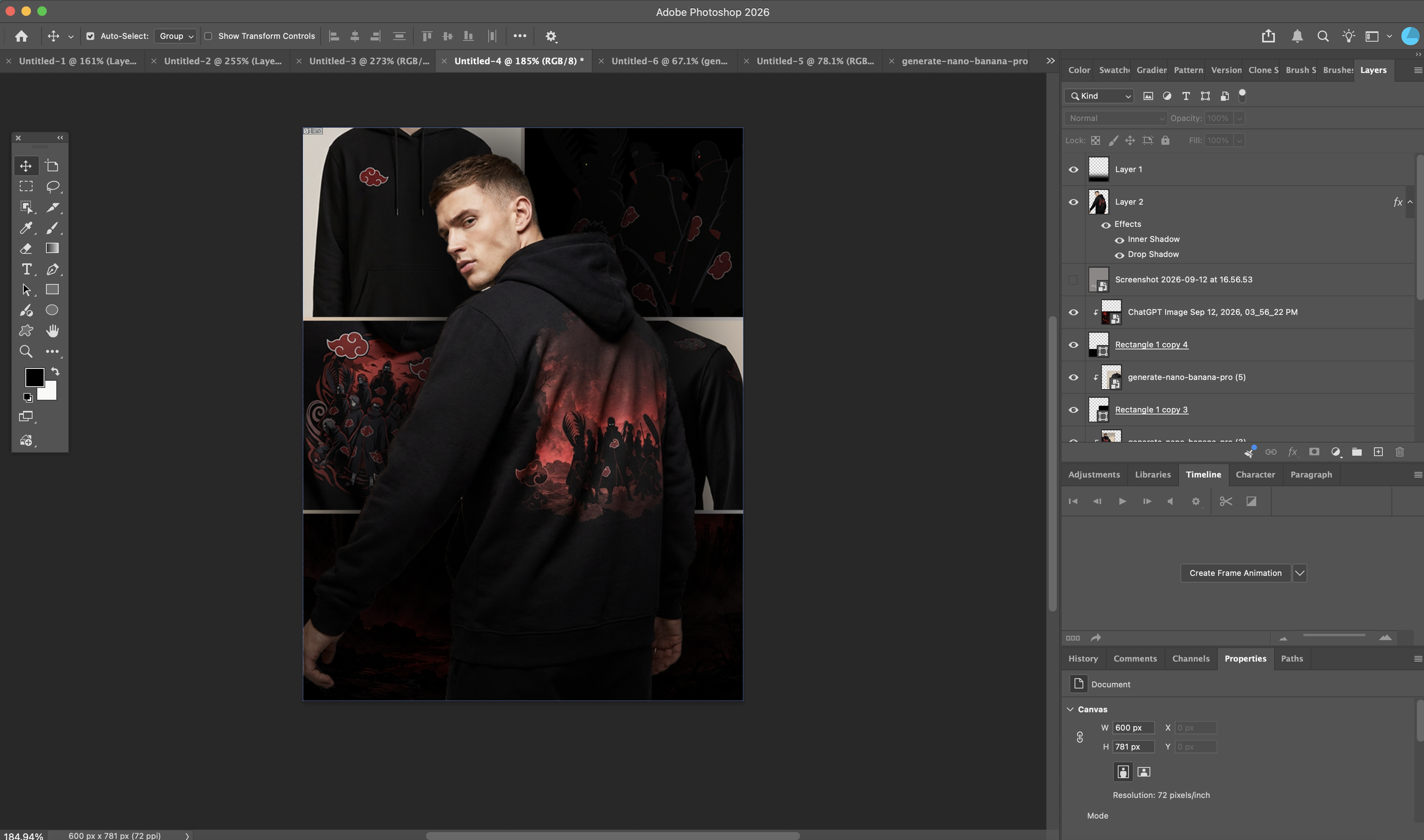 Akatsuki × menswear art direction and mood board — dark editorial styling with red accents