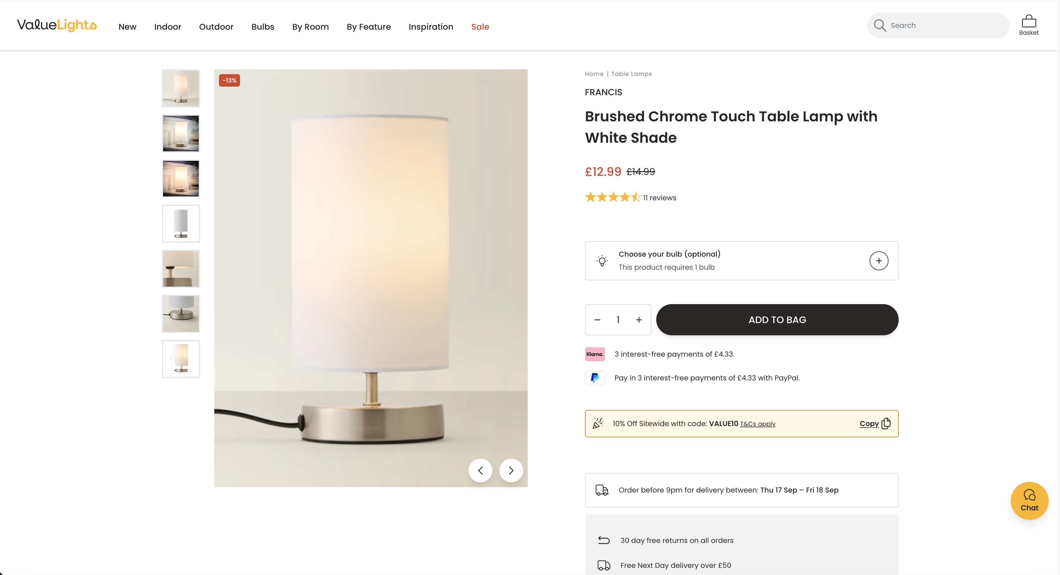 The AI-generated image suite live on the ValueLights website product page