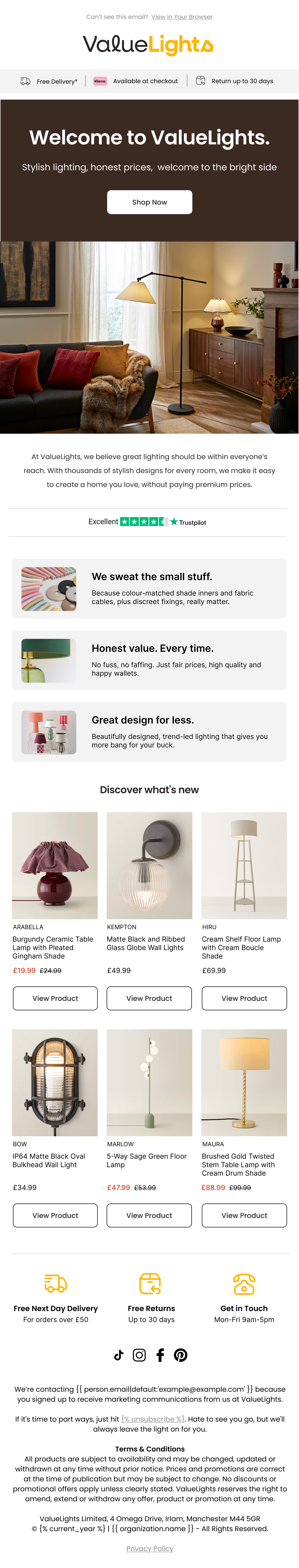 Footer sign-up welcome email — design one