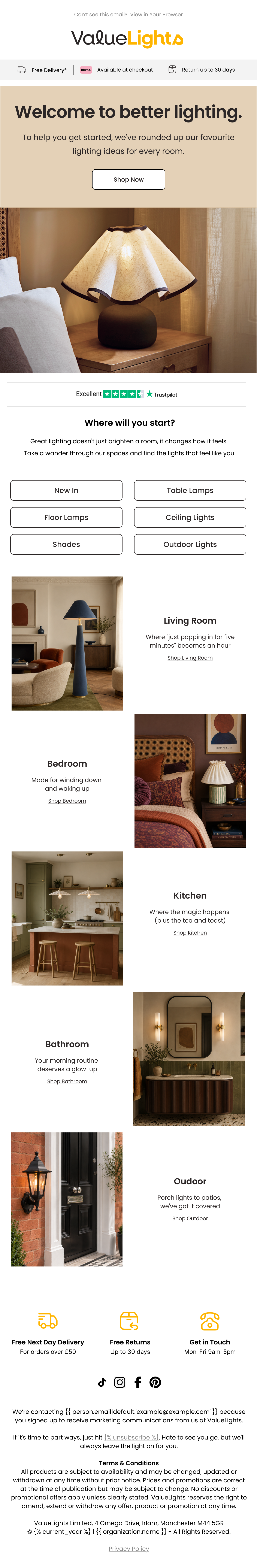 Footer sign-up welcome email — design two