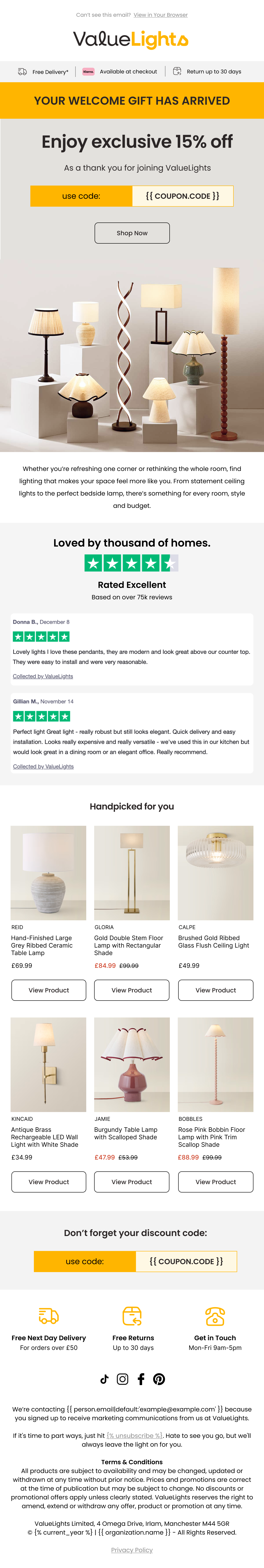 Footer sign-up welcome email — design three