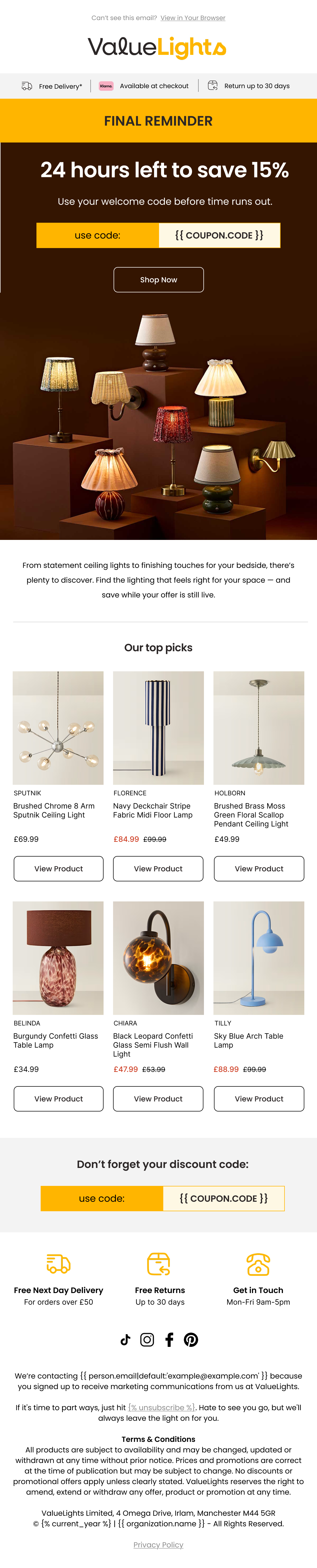 Footer sign-up welcome email — design four