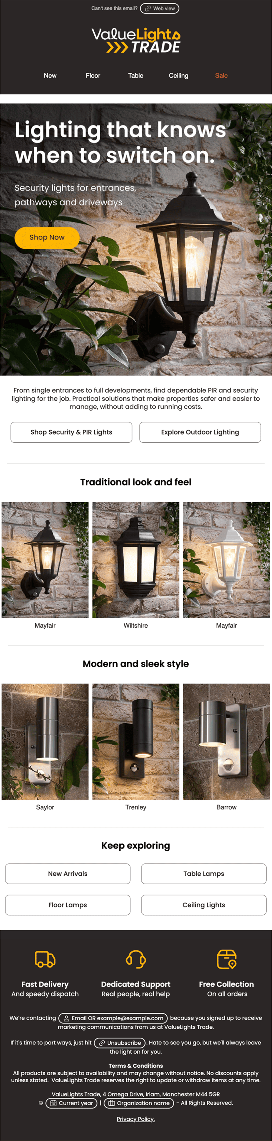 Klaviyo CRM email template design — full layout