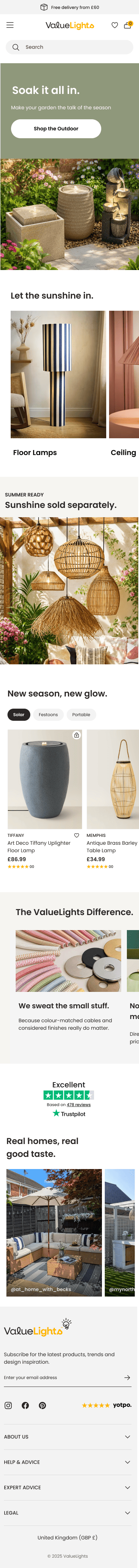 Seasonal homepage design — 1st June campaign, mobile