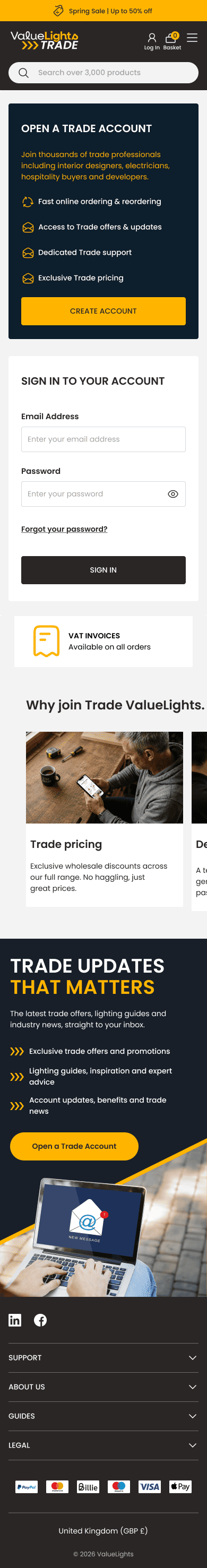 Account sign-in page, mobile