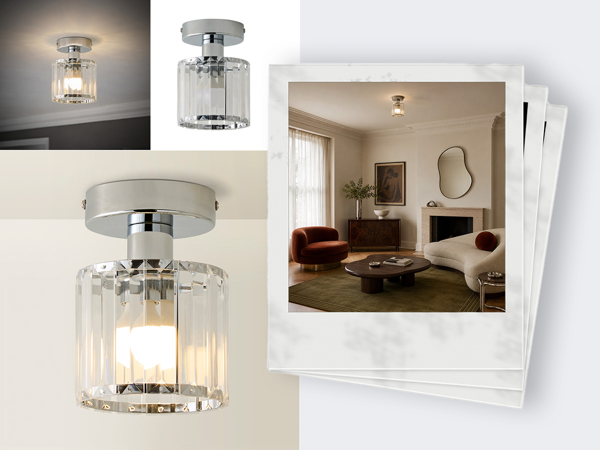One lighting product shown as a central cutout, surrounded by living room, bedroom and hallway lifestyle images, dimension diagram and neutral-background variants, labelled 40 SKUs, 280+ assets, £6k saved