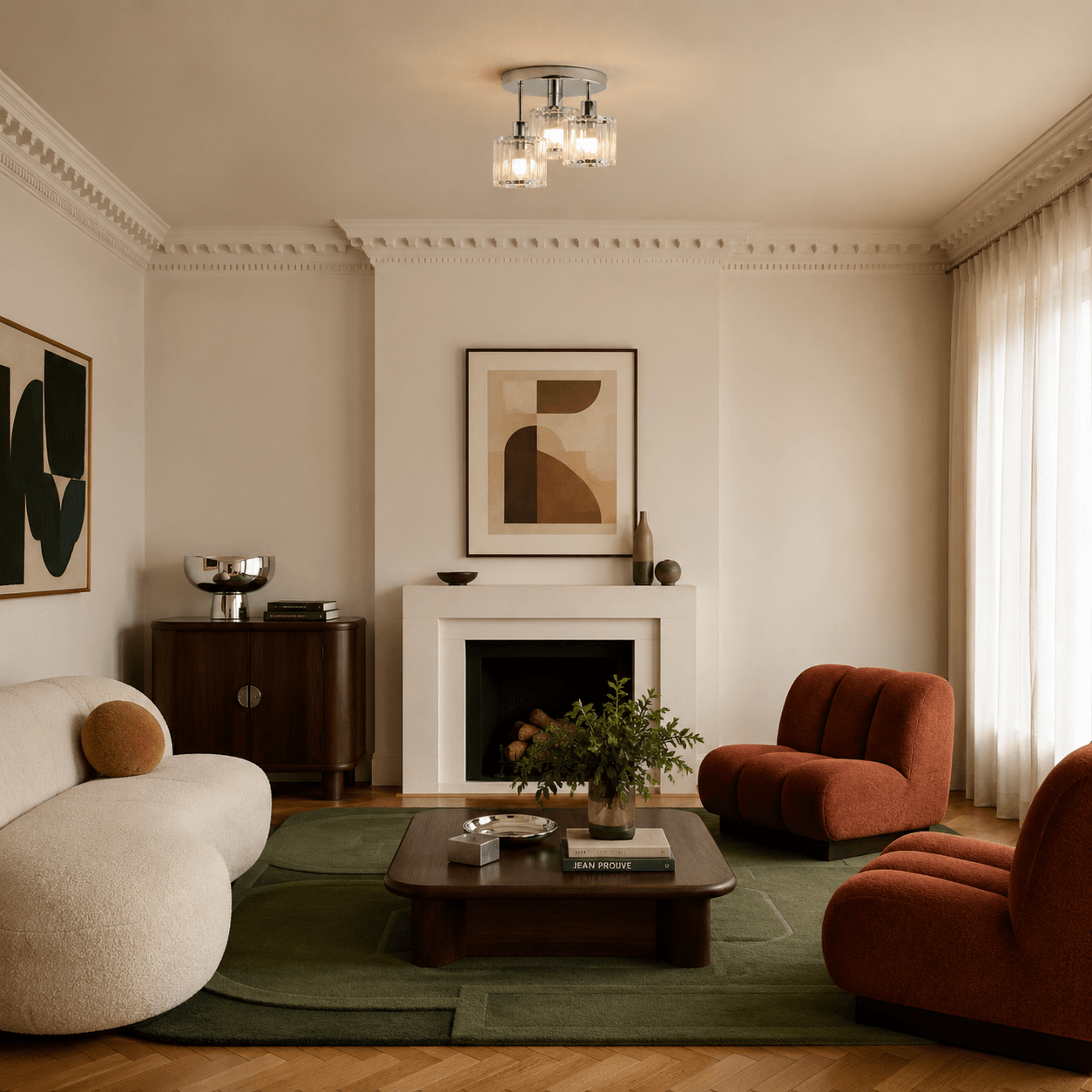 Lighting product styled in a room setting