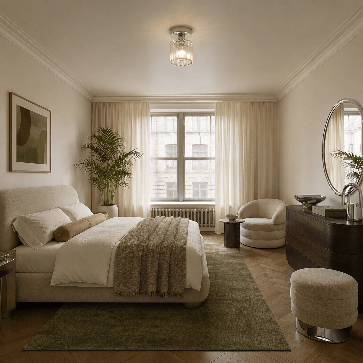 Lighting product styled in a room setting